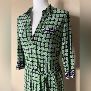 👗Green, Navy & White Dress